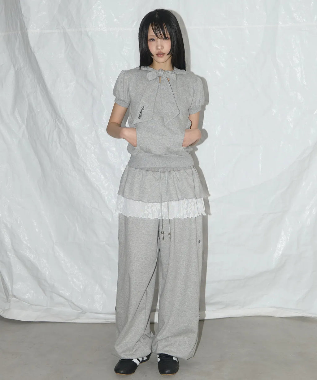 【Fancy Club】PUFF ROUND SCARF HOODIE [Gray]