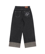 【Fancy Club】STRING DOT ROLL-UP PANTS [Black / Blue]