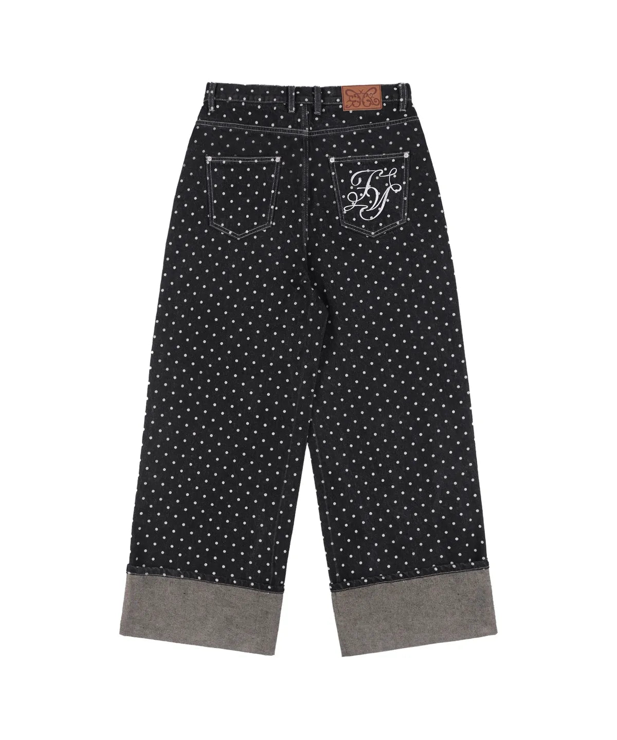 【Fancy Club】STRING DOT ROLL-UP PANTS [Black / Blue]