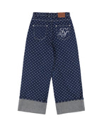 【Fancy Club】STRING DOT ROLL-UP PANTS [Black / Blue]