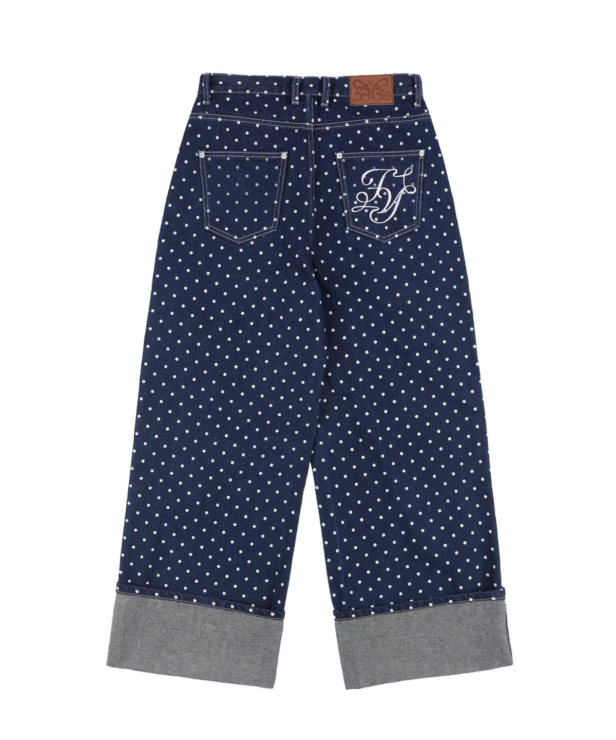 【Fancy Club】STRING DOT ROLL-UP PANTS [Black / Blue]