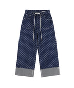 【Fancy Club】STRING DOT ROLL-UP PANTS [Black / Blue]