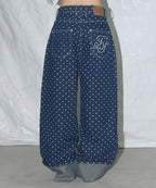 【Fancy Club】STRING DOT ROLL-UP PANTS [Black / Blue]
