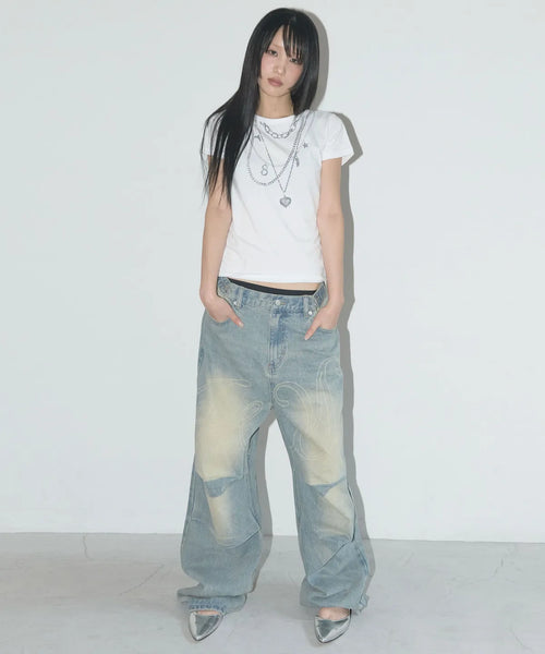 【Fancy Club】 ANGEL VINTAGE WASHING PINTUCK PANTS