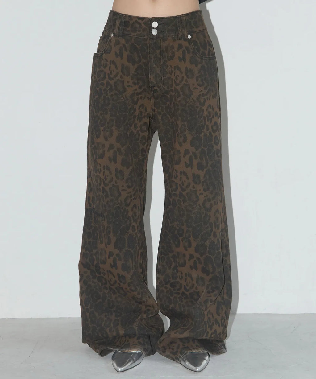 【Fancy Club】LEOPARD BOOTS CUT PANTS