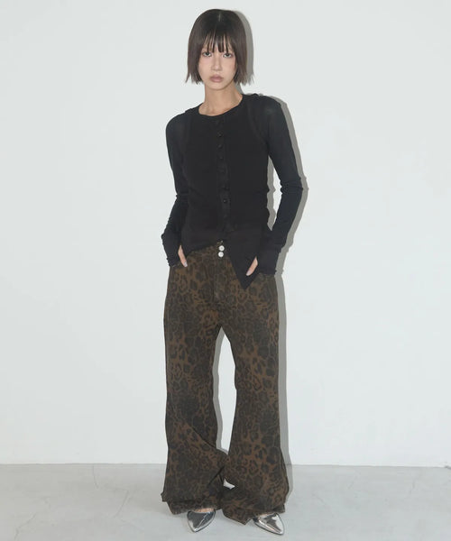 【Fancy Club】LEOPARD BOOTS CUT PANTS