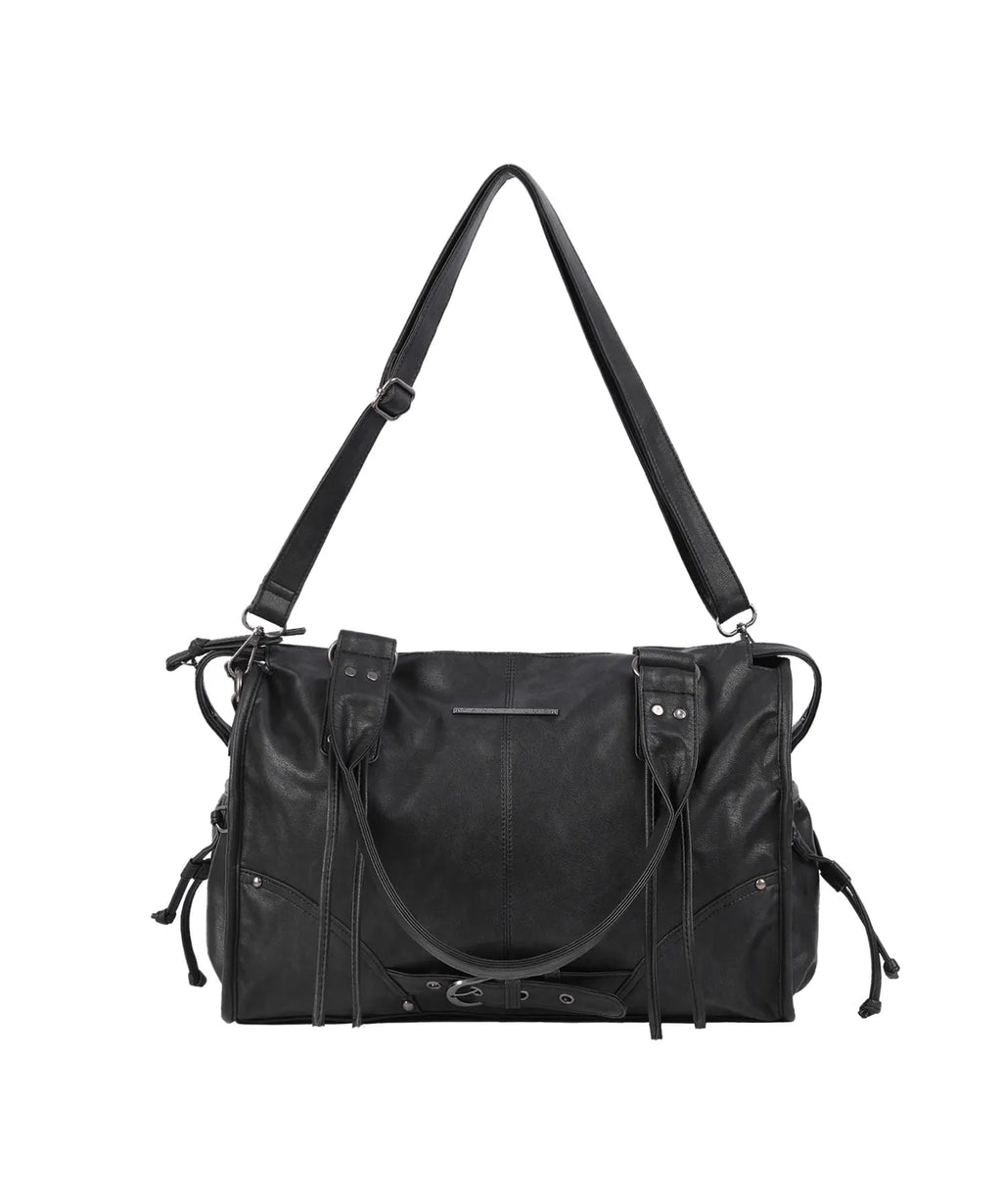 【Fancy Club】BELTED WASHING LEATHER BAG [Black / Gray / Baby Pink]