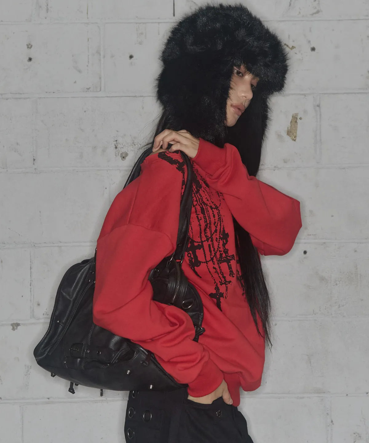 【Fancy Club】BELTED WASHING LEATHER BAG [Black / Gray / Baby Pink]