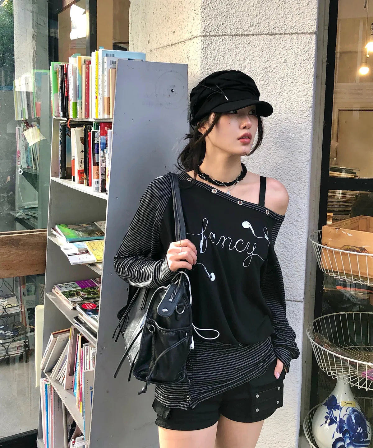 【Fancy Club】BELTED WASHING LEATHER BAG [Black / Gray / Baby Pink]