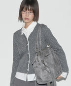 【Fancy Club】BELTED WASHING LEATHER BAG [Black / Gray / Baby Pink]