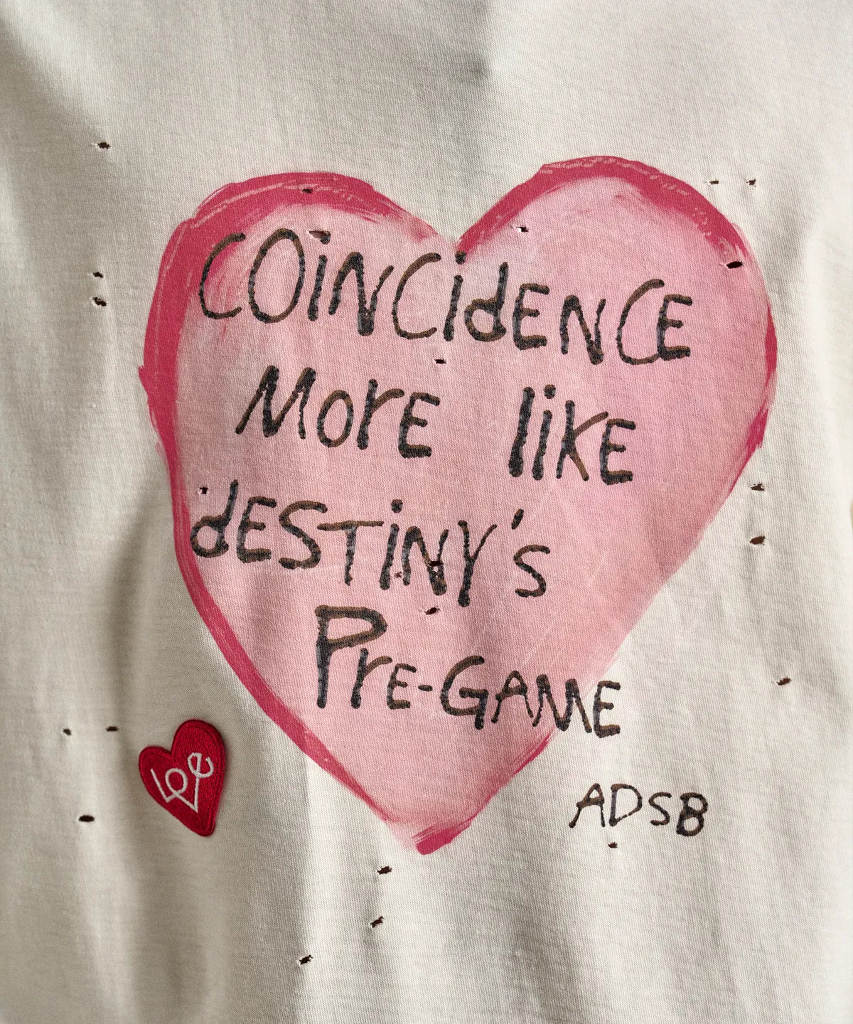 【ADSB】 UNISEX HEART MESSAGE T-SHIRT [ WHITE / CHARCOAL ]