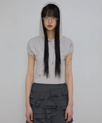 【Flare up】Kaya Shirred Hoodie [Black / Gray]