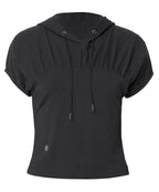 【Flare up】Kaya Shirred Hoodie [Black / Gray]