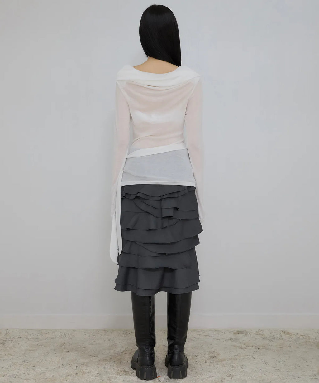 【Flare up】Faye Frill Long Sleeve - White