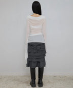 【Flare up】Faye Frill Long Sleeve - White