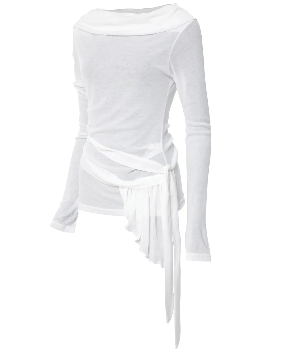 【Flare up】Faye Frill Long Sleeve - White