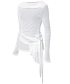 【Flare up】Faye Frill Long Sleeve - White