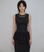【Flare up】Layered Lace Frill Sleeveless - 3 colors