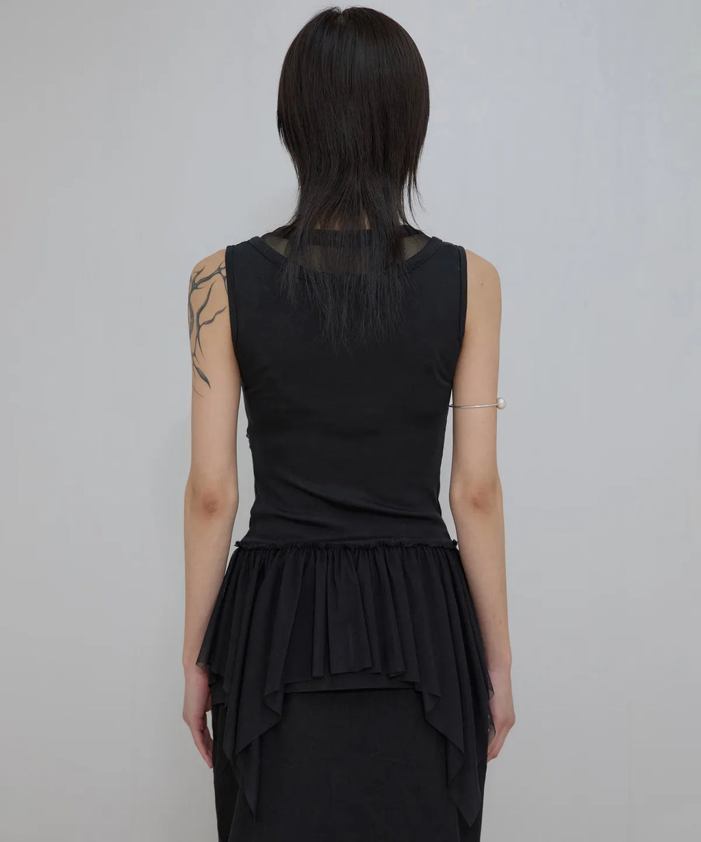 【Flare up】Layered Lace Frill Sleeveless - 3 colors