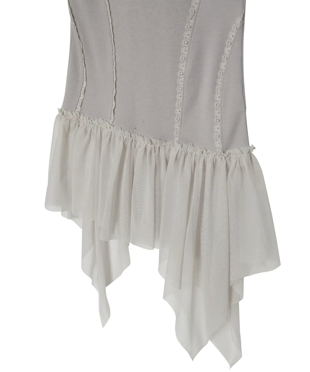 【Flare up】Layered Lace Frill Sleeveless - 3 colors