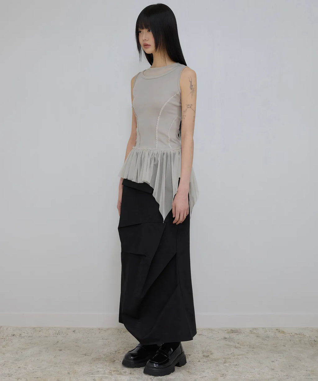 【Flare up】Layered Lace Frill Sleeveless - 3 colors