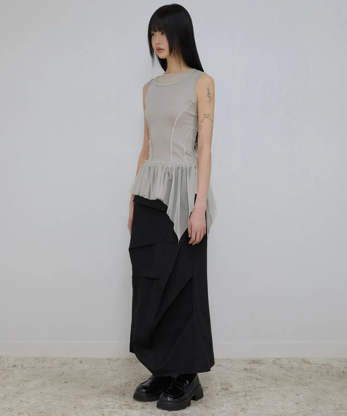 【Flare up】Layered Lace Frill Sleeveless - 3 colors