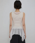 【Flare up】Layered Lace Frill Sleeveless - 3 colors