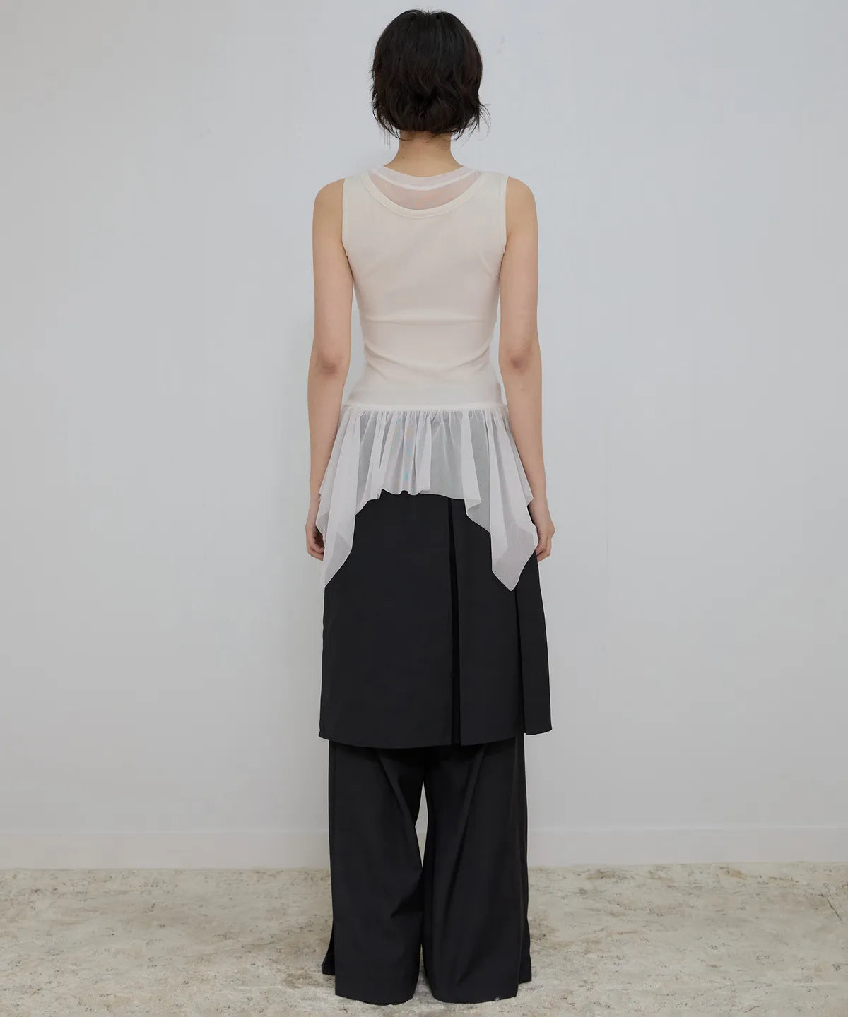 【Flare up】Layered Lace Frill Sleeveless - 3 colors