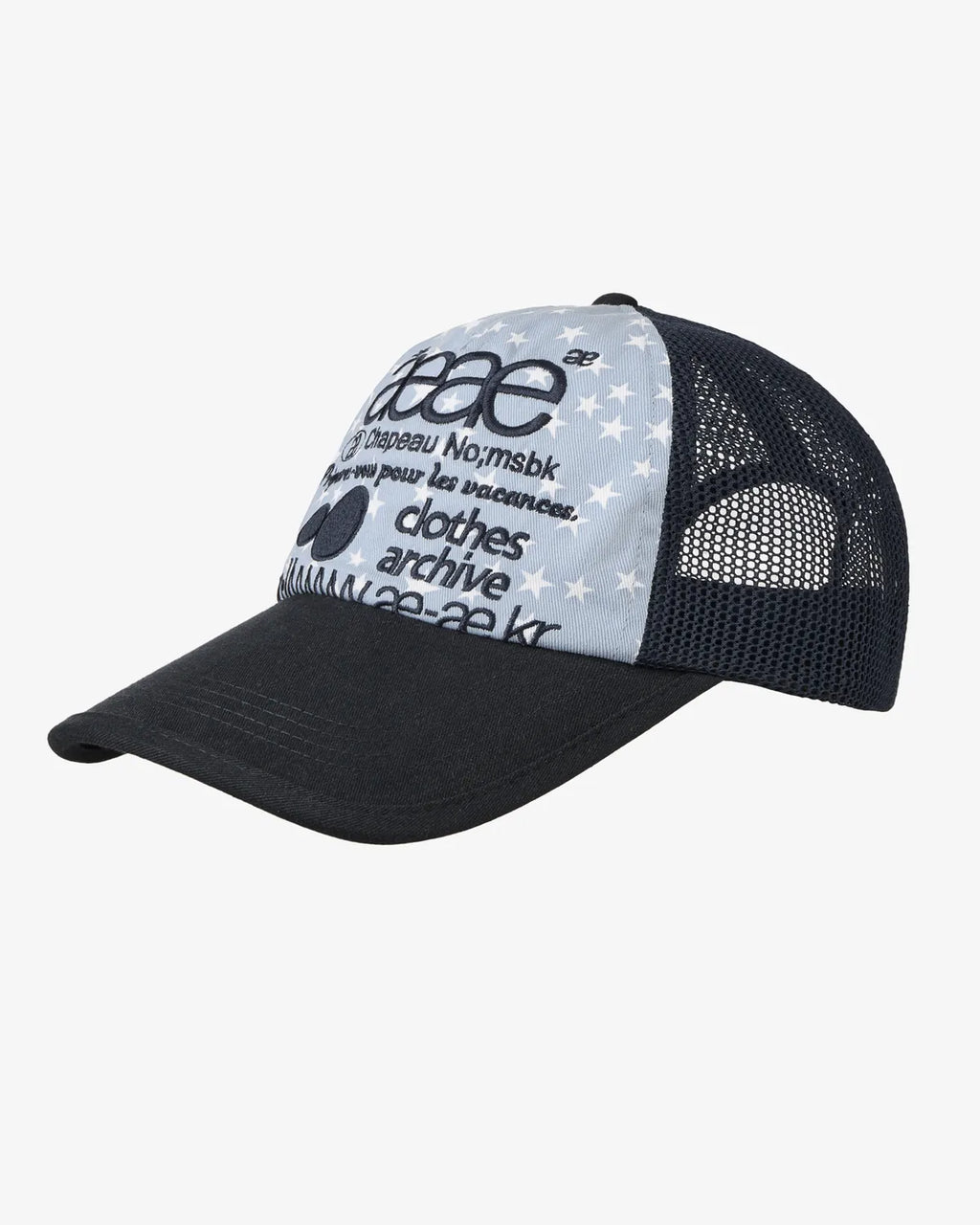 【aeae】WEB LOGO STAR MESH CAP [ BLACK / BLUE ]