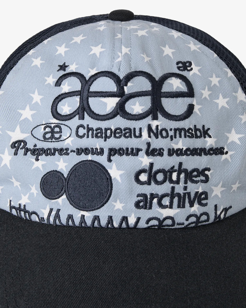【aeae】WEB LOGO STAR MESH CAP [ BLACK / BLUE ]