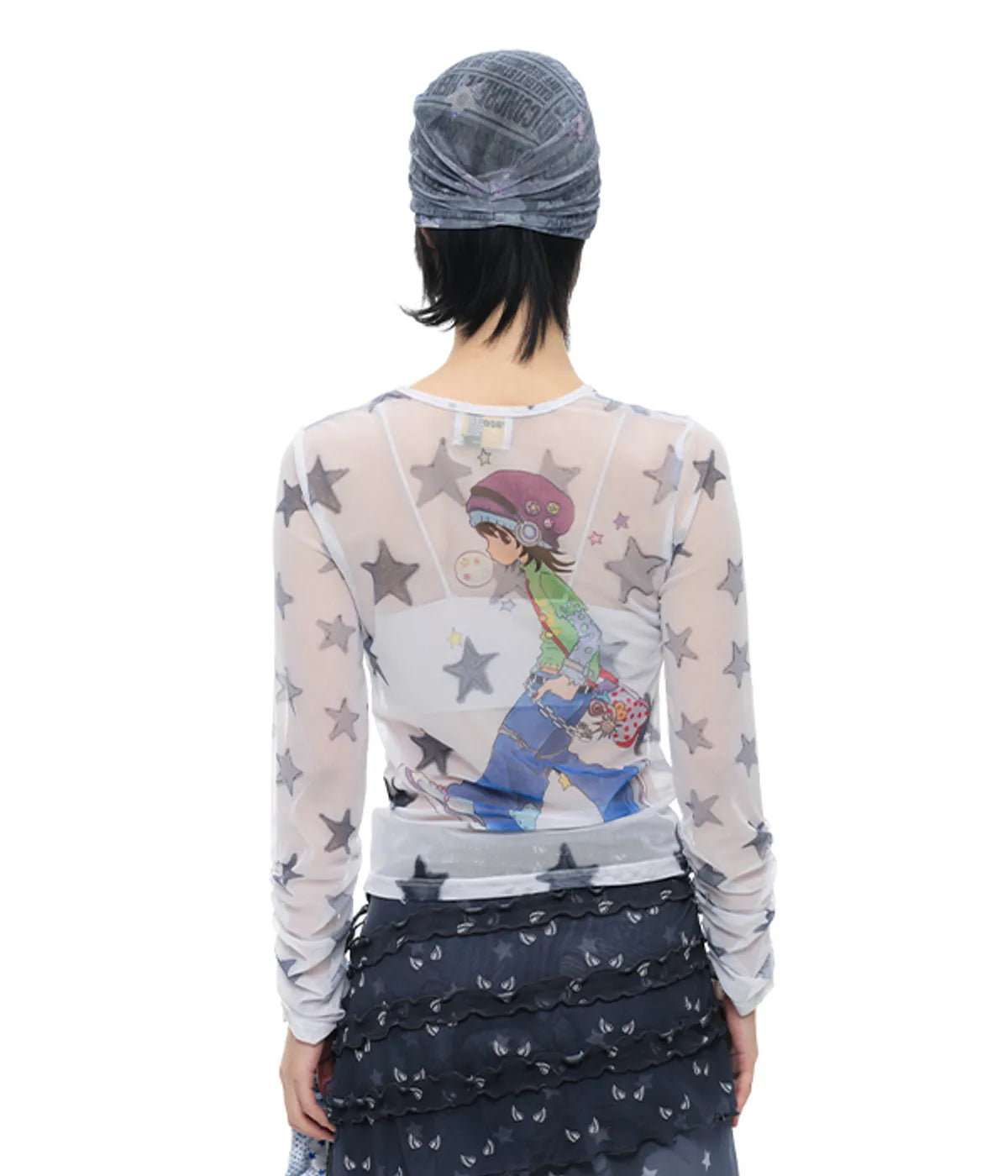 【youthbath】YB x Oliwa Mesh Graphic Stripe Top