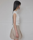 【Flare up】Asymmetrical Draped Strap Roll-Up T-Shirt [4 colors]