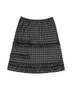 【Fancy Club】SHUSHU FRILL BLACK MIDI SKIRT [Black / White]
