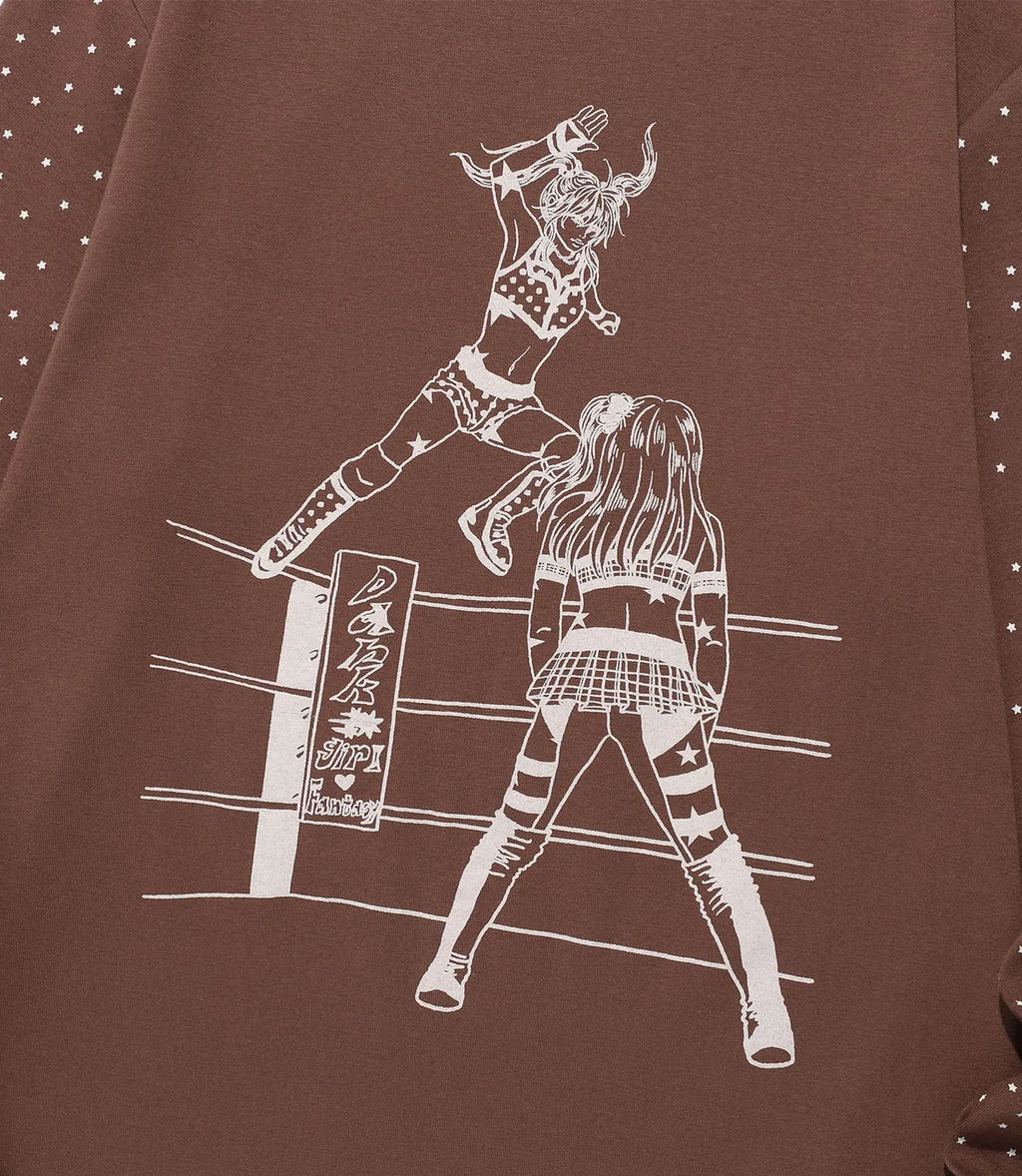【niceghostclub】  wrestling star tee [ grey / brown ]