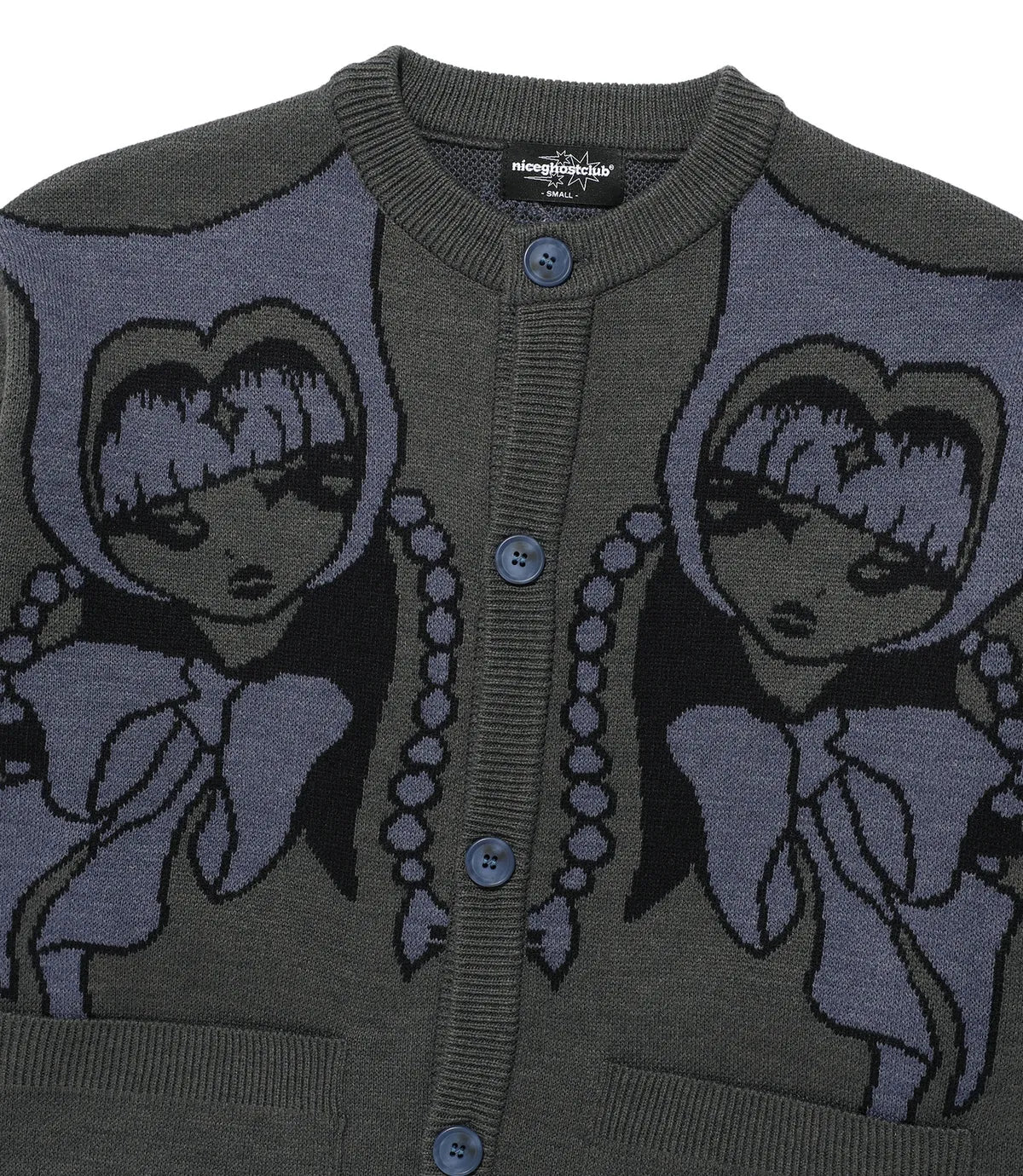 【niceghostclub】devil girl knit cardigan [ pink / charcoal ]