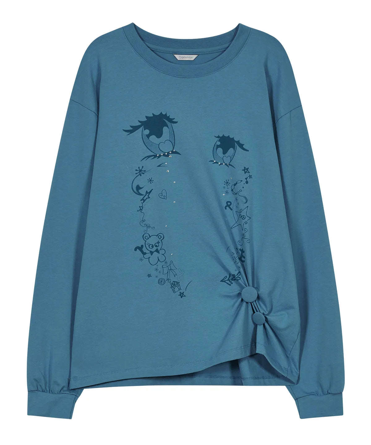 【typeservice】Cry Eyes Ruched Stripe Top [Blue / Yellow]