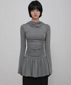 【Flare up】Hooded High Neck Long Dress - 3 colors