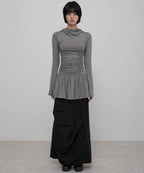 【Flare up】Hooded High Neck Long Dress - 3 colors