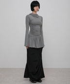 【Flare up】Hooded High Neck Long Dress - 3 colors