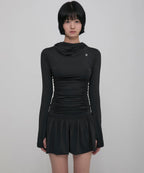 【Flare up】Hooded High Neck Long Dress - 3 colors