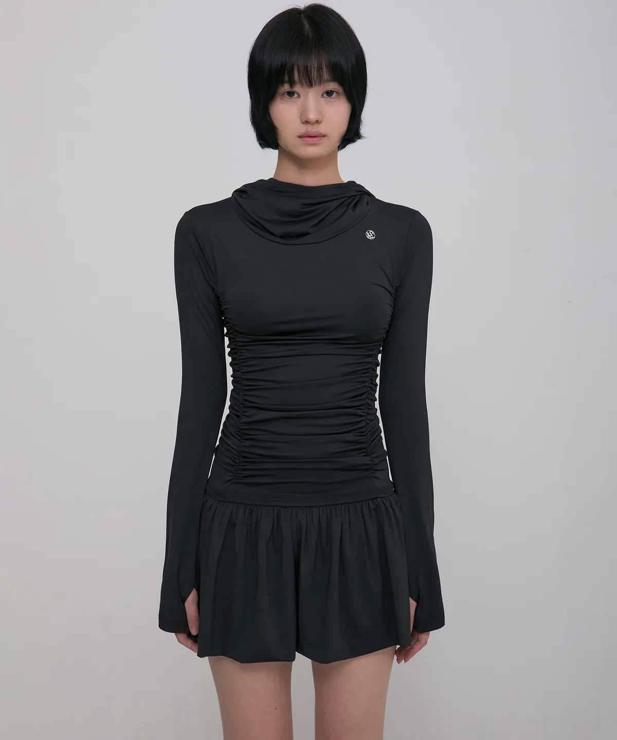 【Flare up】Hooded High Neck Long Dress - 3 colors