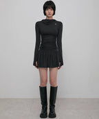 【Flare up】Hooded High Neck Long Dress - 3 colors