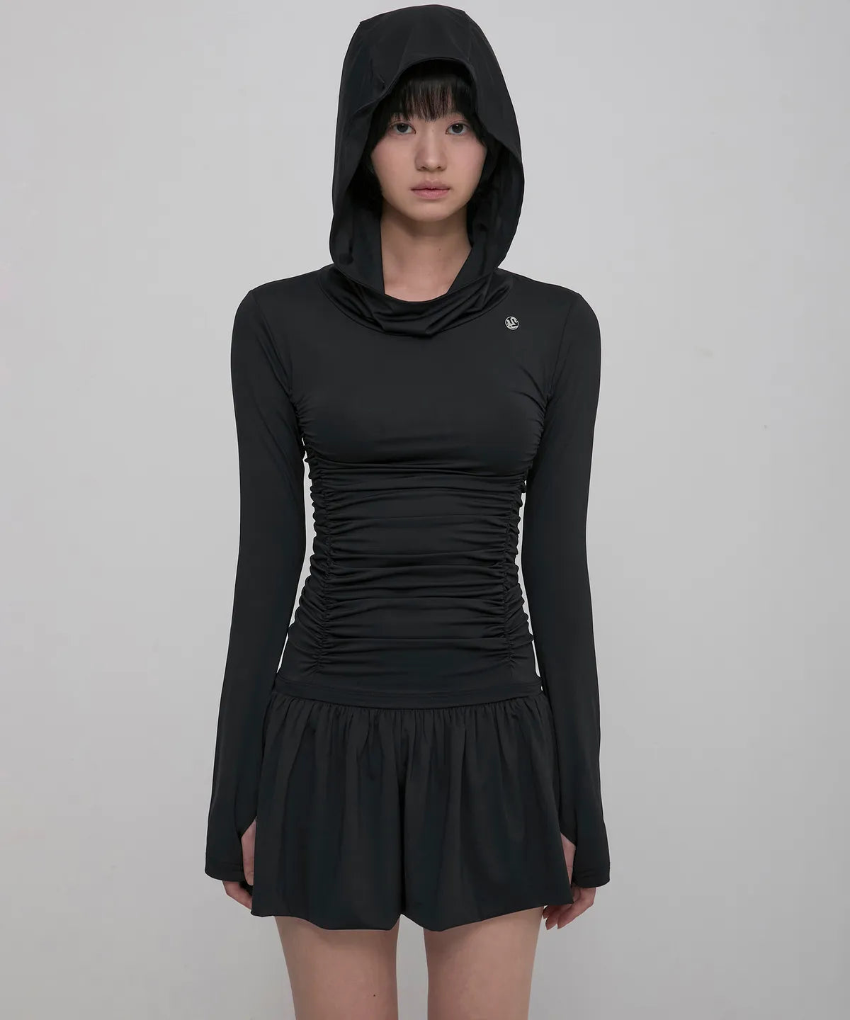 【Flare up】Hooded High Neck Long Dress - 3 colors