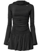 【Flare up】Hooded High Neck Long Dress - 3 colors