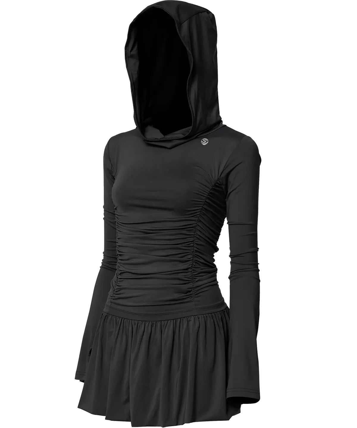 【Flare up】Hooded High Neck Long Dress - 3 colors