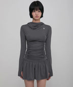 【Flare up】Hooded High Neck Long Dress - 3 colors
