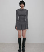 【Flare up】Hooded High Neck Long Dress - 3 colors