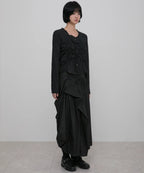 【Flare up】Saya Frill Puff Long Blouse [Black]