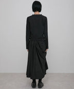 【Flare up】Saya Frill Puff Long Blouse [Black]
