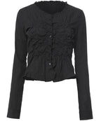 【Flare up】Saya Frill Puff Long Blouse [Black]